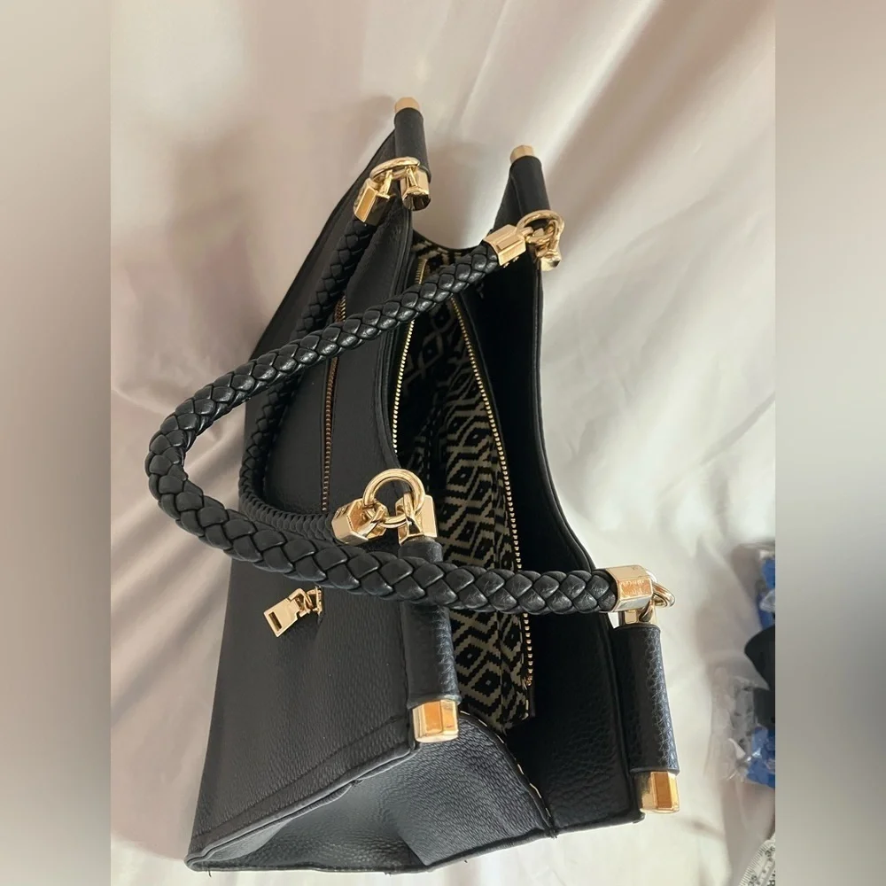 Miztique Black Tote with Gold Details